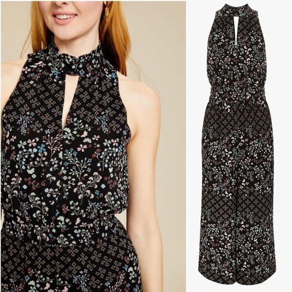 NWT‎ TED BAKER 70s Floral Halter Ruffle Neck Sleeveless Crop Wide Leg Jumpsuit 6 - Picture 13 of 16